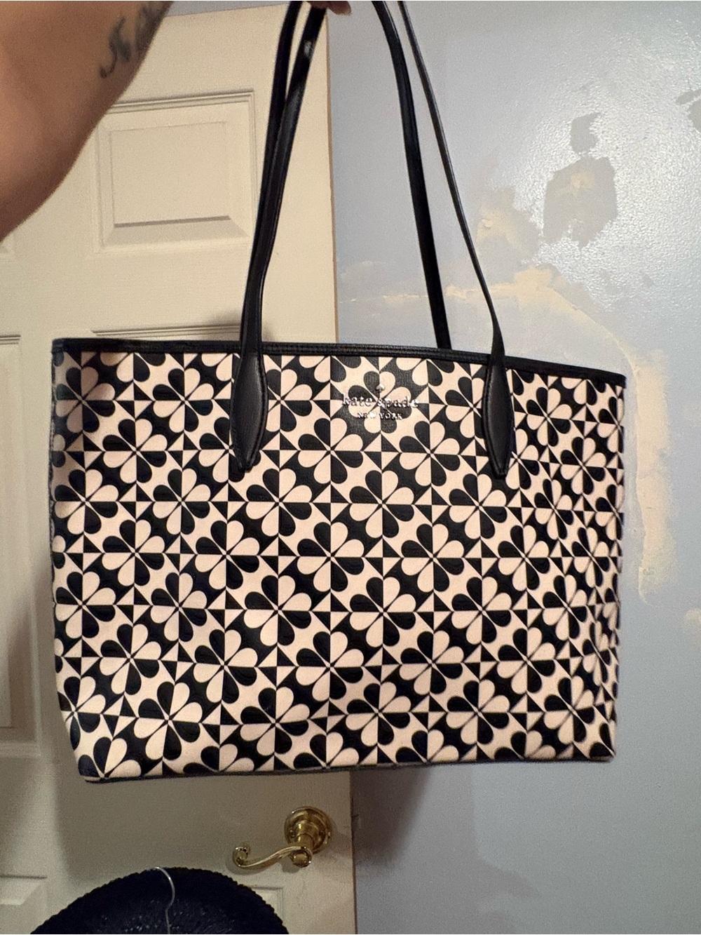 Kate Spade Black & White Floral Tote Bag